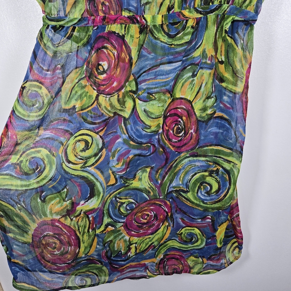Vintage Avon Watercolor Floral Sheer Swimsuit Cover Up Dress Size Medium - Picture 6 of 13